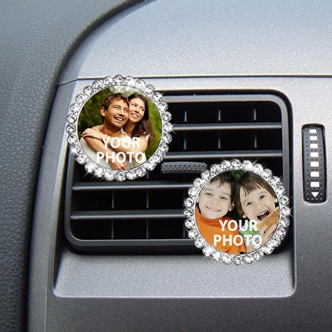 WIRESTER Personalized Car Air Vent Clip with Your Photo, Fresh Scented Car Air Freshener Vent Clip, Decorative Accessories, Interior Decoration for Cars