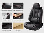 Car Seat Covers, Premium Leather Car Seat Covers, Waterproof and Breathable Seat Covers, Universal Car Seat Protector Fit for Cars, Trucks, SUVs, Pick-ups (Black&Red line, FullSet)