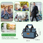 iknoe Insulated Lunch Bag, Foldable 8.5L Cooler Bag for Men & Women, Leakproof Thermal Design, Great for Office, Picnic, Travel, Lunch Box, Blue