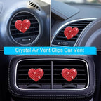 5 Pcs Red Bling Red Lips Air Vent Clips, Heart Shape Crystal Car Air Vent Clip Charms Car Air Fresheners for Women Rhinestone Diffuser Vent Clip Cute Car Decor Car Accessories for Women (Red hearts)