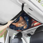 Cat USA Flag Car Roof Storage Bag Car Roof Seat Organizer Multi-Purpose Car Bag Storage Box Organizer Pouch Pocket One Size Car Travel Accessories Suitable for Cars, SUVs