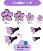 Daisy Flower Car Air Freshener Vent Clips, 4 Pcs Cute Car Accessories for Women Interior, Girly Decor Essentials, Truck Accessories, for Bathroom Office Pet Houses (Purple, 3.1cm 2.9cm 2.2cm 1.6cm)