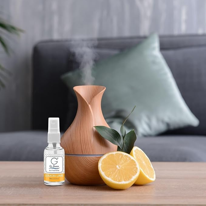 G's Breeze Lemon Lime Air Freshener - Refreshing & Energizing Fragrance with Freshly Squeezed Lemon & Lime Essence - Long Lasting Zesty, Citrus Aroma- Ideal Scent Choice for Home, Car & Office