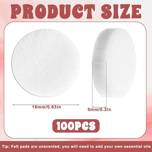100Pcs Car Air Freshener Refill Felt Pad Aromatherapy Essential Oil Diffuser Necklace Refill Pads 5mm Aromatherapy Felt Pads Round Unscented Air Filter Scent Pad Replacement for Perfumes Car Diffuser