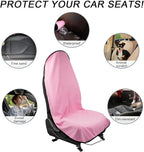 2PCS Car Towel Seat Cover, Waterproof Sweating Non-Slip Premium Soft Towel Carseat Protector, Universal Machine Washable Car Truck SUV Front Seat Cover for Gym Workout Beach Hiking (Pink)