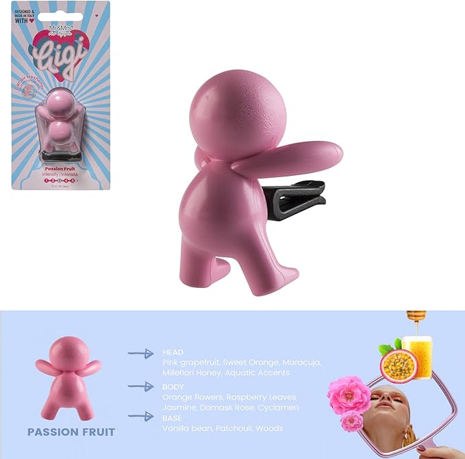Gigi Car Air Freshener Long Lasting 30 Days Air Vent Clip Uses Alcohol-Free Fragrance Oil Non-Toxic EVA Material (Pastel Pink)