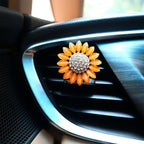 4pcs Sunflower Air Vent Clips Car Air Freshener Bling Sunflower Car Accessories for Women Car Interior Decorations Yellow Beige 2 sizes Refillable Flowers Car Vent Clips