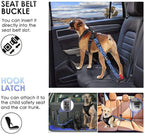 SlowTon Dog Seat Belt, Adjustable Dog Safety Belt Leash, 2 in 1 Latch Bar Attachment Dogs Car Seatbelt with Elastic Nylon Bungee Buffer, Reflective Nylon Belt Tether (BL,35.5in)