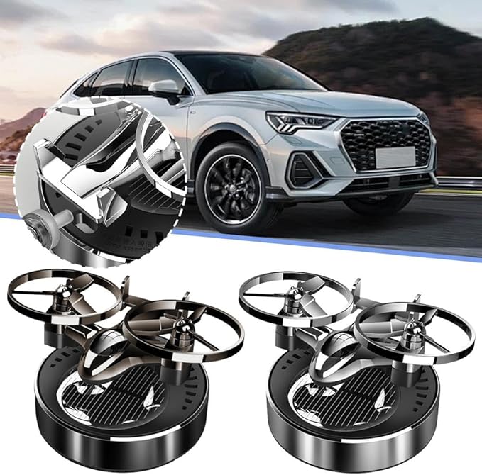 Solar Energy Auto Rotating Air Freshener Diffuser With Fragrance, Aromatherapy Essential Oil Scent Car Decoration Interior Accessories for Home Office (Silvery)