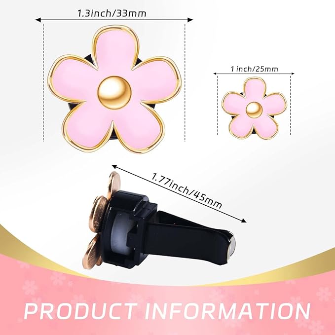 OBTANIM 6 PCS Car Air Vent Clips Colorful Daisy Flower Car Air Freshener Clip Air Conditioning Outlet Clip for Car Interior Decoration Accessories (2 Size, White, Pink, Red)