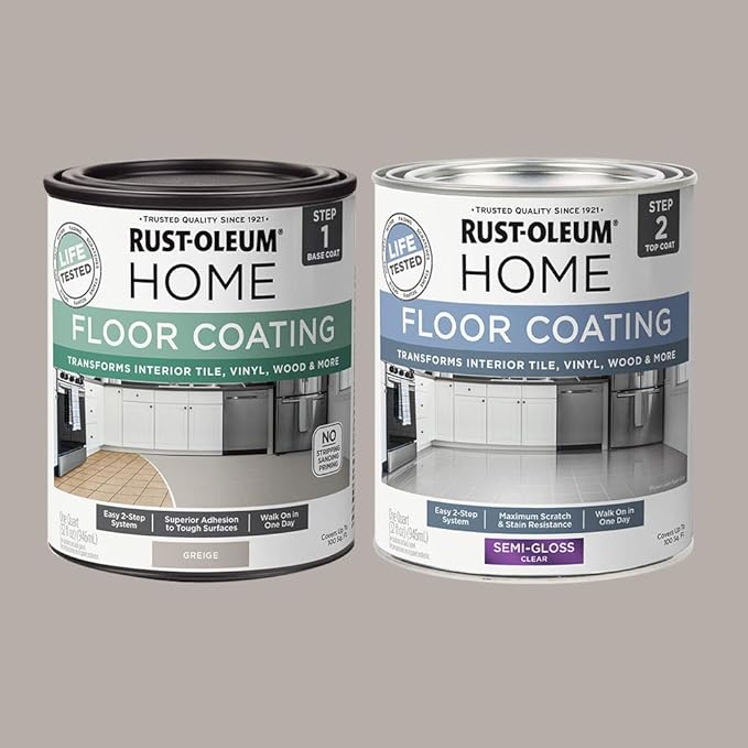 Rust-Oleum 367602 Home Interior Floor Coating Kit, Semi-Gloss Greige
