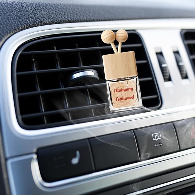 Car Air Freshener | Mahogany Teakwood Car Air Freshener | Car Fresheners for Women & Men | Long Lasting Mahogany Teakwood Fragrance Car Scents | Air Freshener Diffuser with Car Vent Clip (2 Pack)