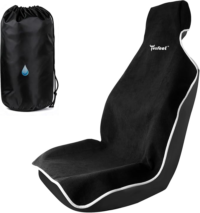 600g Ultra-Thick Waterproof Car Seat Cover Towel - Premium Heavy-Duty Terry Cloth Seat Protector for Gym, Beach, Athletes - Universal Fit, Sweat-Proof & Washable, Non-Slip Black 1pc