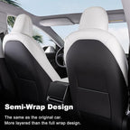 Car Seat Covers for New 2025 Tesla Model Y Juniper Nappa Leather Car Interior Seat Airbag Compatible Cushion Cover Full Set Custom Fit 2025-2026, Nappa White