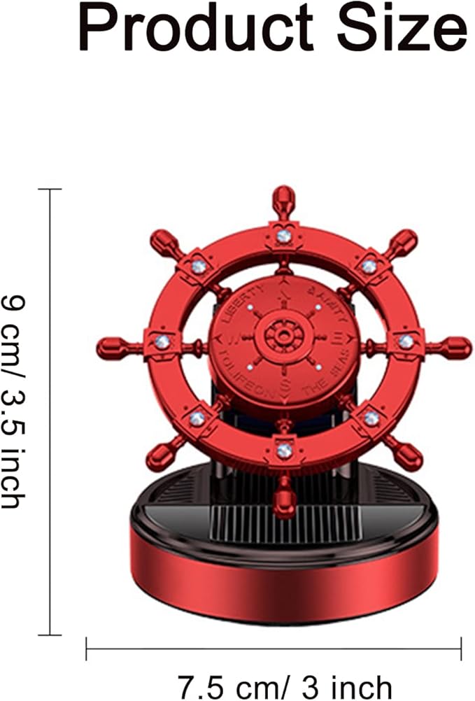 Car Air Freshener Solar Energy Rotating Car Decoration Alloy Car Diffuser Car Accessories Interior Aesthetic Car Perfume with Plant Essential Oil for Car Home Office (Red)