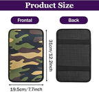Leopard Cheetah Print African Animal Hunting Auto Center Console Armrest Pad, Car Center Console Cover, Auto Accessories Soft Comfort Armrest Cover Cushion Mat for Most Cars (Green Camouflage)