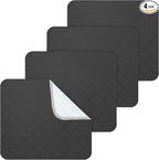 Waterproof Chair Pads for Incontinence, 4 Pack Reusable Seat Protector Pads 18" x 16", Absorbent Wheelchair Pad Covers, Washable Chair Pads for Adults, Kids & Pets - Black
