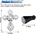 Bling Car Dashboard Air Vent Trim Clips, Crystal Rhinestone Air Vent Clips, Car Interior Decoration Accessories, Cross Air Conditioning Outlet Clip for Women Girls (Silver, 2PCS)
