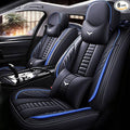 for Toyota RAV4 2008-2025 Car Seat Covers, Full Coverage Customized Seat Covers Premium Leather Waterproof Stain-Resistant Easy to Install (Front Set with Pillows, Black&Blue)