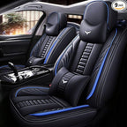 for Toyota RAV4 2008-2025 Car Seat Covers, Full Coverage Customized Seat Covers Premium Leather Waterproof Stain-Resistant Easy to Install (Full Set with Pillows, Black&Blue)
