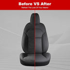 Front Seat Covers for 2025–2026 Tesla Model Y Juniper, Nappa Leather Custom Fit Front Row 2-Piece Set, Airbag Compatible Car Interior Seat Cushion Covers, Black, 2-Pack