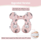 vocheer Baby Travel Pillow(Upgraded), Head and Neck Support Pillow for Pushchair, Car Seat,Stroller, Bouncer, Cotton (White Bear)
