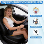 Car Seat Cushion for Long Driving Memory Foam Wedge Leather Cushion for Back Pain & Tailbone Pain Relief Non Slip & Ergonomic Car Seat Pillow Pad, Fit for Most Car Truck Office Chair & Wheelchair