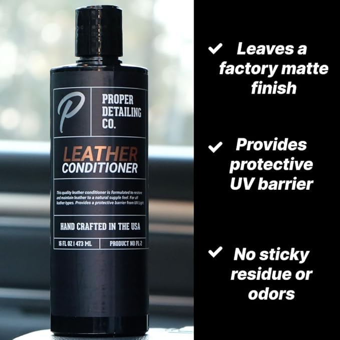 PROPER DETAILING CO. Car Leather Cleaner and Conditioner, Clean and Protect for long lasting leather, 9 Piece Deluxe Leather Care kit for professional results, leather car cleaner, conditioner leather