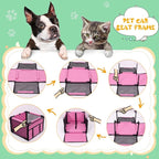 SWIHELP Dog Car Seat Puppy Portable Pet Booster Car Seat with Clip-On Safety Leash and Stable Fram, Anti-Collapse,Perfect for Small Pets