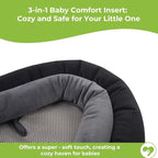 COOLBEBE Upgraded 3-in-1 Babybody Support for Newborn Infant Toddler - Extra Soft Car Seat Insert Cushion Pad, Perfect for Carseats, Strollers, Swings, Black