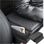 zipelo Car Armrest Cushion, Carbon Fiber Leather Auto Center Console Pad, Memory Foam Armrest Box with Storage Bag, Hand Rest Pillow with Organizer Pockets, Universal Fit for Most Vehicles (Black)