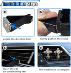 Bling Car Dashboard Air Vent Trim Clips, Crystal Rhinestone Air Vent Clips, Car Interior Decoration Accessories, Cross Air Conditioning Outlet Clip for Women Girls (Gold, 2PCS)