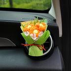 Mini Daisy Bouquet Car Vent Clip Air Freshener, Small Artificial Flowers Car Accessories, Reusable Essential Perfume Diffuser with Lemon & Blank Pad, Dashboard Yarn Floral Decor, Gift for Car(Style G)