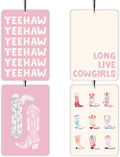 Preppy Pink Western Cowgirl Lavender Car Air Freshener 4 Pcs, Girly Floral Cowgirl Boots Air Freshener Hanging Decor for Cars Closet Drawer Books, Cute Areadeodorizer Gifts for Women Girls