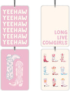 Preppy Pink Western Cowgirl Lavender Car Air Freshener 4 Pcs, Girly Floral Cowgirl Boots Air Freshener Hanging Decor for Cars Closet Drawer Books, Cute Areadeodorizer Gifts for Women Girls