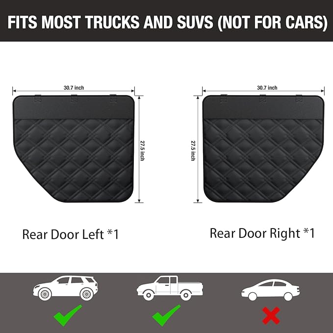 Dog Car Door Protector – 20% Larger Design for Trucks & Large SUVs, Thickened Waterproof Door Panel Covers, Protects Doors from Dog Scratching