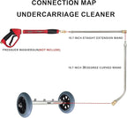 Hourleey Pressure Washer Undercarriage Cleaner, 16 Inch Power Washer Surface Cleaner, Undercarriage Water Car Broom Attachment with Extension Wand, 4000 PSI