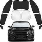 Car Window Shades for Honda Civic 2016-2021 Accessories - Full Set 8PCS Side Window Sunshades with Memory Frame & Blackout Fabric, Privacy UV Shield for Camping/Travel