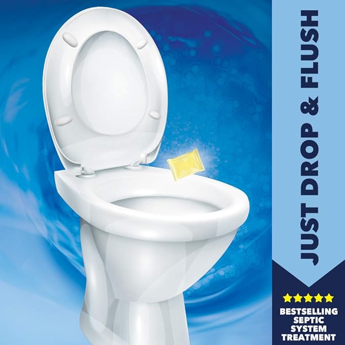 One Flush Septic Tank Treatment Packets - 6 Month Supply of Dissolvable Septic Tank Treatment Packets - Use Septic Treatment Enzymes Packets Monthly to Prevent Expensive Septic System Backups, 6 Count