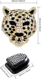 2 Pcs Bling Leopard Air Vent Clips, Crystal Leopard Car Air Fresheners Vent Clips Car Diffuser Vent Clip Rhinestone Decoration Interior Decor Diamond Bling Accessories for Women (Golden)