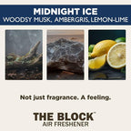 The Block - Wooden Car Air Freshener & Odor Eliminator - Long Lasting 30+ Day Scent - Car & Home Use - Fresh Gift Idea - Made in USA - MIDNIGHT ICE