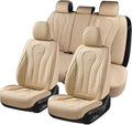 Coverado Automotive Seat Covers, Car Seat Covers Full Set, Beige Car Seat Cover, Car Seat Cushion Waterproof, Front Seats Back Seat Covers, Car Seat Protector Universal Fit Most Cars