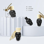 7PCS 15ML Skull Glass Bottle,Include Silica Gel Stopper,Wood Suspended Wooden Cover,1PCS Dropper and 1PCS MINI Funnel for Car Perfume Bottle,Home Decoration Bottle,Gift Bottle. (black)