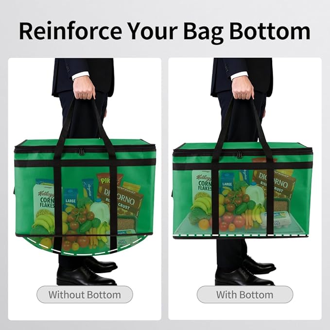 Bodaon Large 2-Pack Insulated Food Delivery Bag With Hard Bottom, XXXL Grocery Shopping/Catering/Bags, Rideshare Delivery Bag, Cold/Hot Styrofoam Carrier for Travel/Car