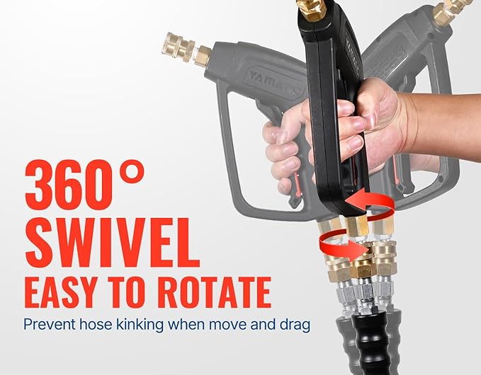 YAMATIC Pressure Washer Gun and Hose Kit, 50 FT Kink Resistant Power Washer Hose and Wand, 3/8" Swivel Quick Connector & M22-14mm Fitting Replacement for Ryobi, Simpson, Craftsman, 4000 PSI