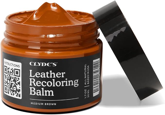 Clyde's™ Recoloring Balm | Non-Toxic Material Dye & Restorer for Furniture, Car Seats, & More | 23 Colors (Medium Brown, 50ML)