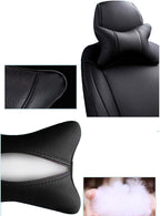 Car Neck Pillows Both Side Pu Leather 2pieces Pack Headrest Fit for Most Cars Filled Fiber Universal Car Pillow (Black)
