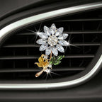 Bling Sunflower Air Vent Clips, Sunflower Car Air Fresheners Vent Clips Car Diffuser Diamond Car Decoration Rhinestone Car Interior Decor (White)