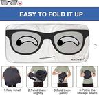 IC ICLOVER Car Windshield Sunshade with Pet Design, Cute Cartoon Design Front Auto Car Windshield Sun Shade Folding Silvering Sun Visor - UV Coating for UV Ray Deflector (Big Eyes)