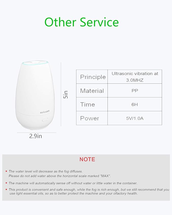 SOICARE Diffuser,USB Plug-in Car Portable Aromatherapy Diffuser,Essential Oils for Diffusers with 7 Colors Lights 2 Switch Mode Waterless Auto Off for Car Home Office Room (White)